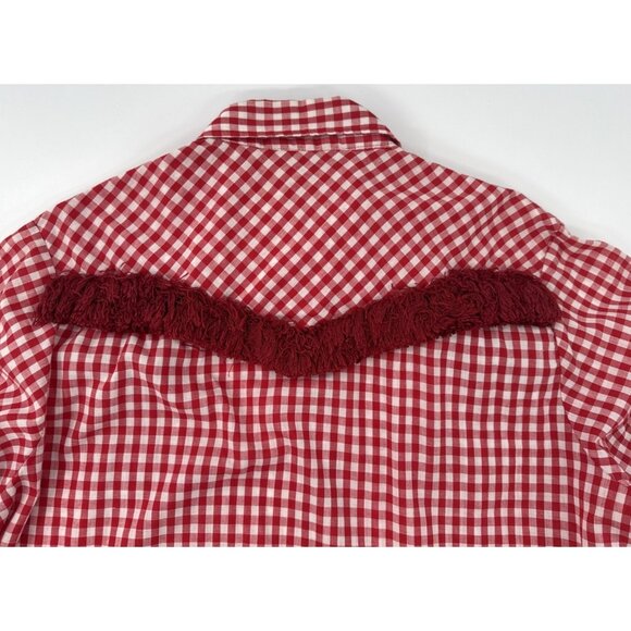 Vintage Sears Western Wear Cowboy Shirt Mens XL Red Rockabilly Pearl Snap Fringe - Picture 7 of 16